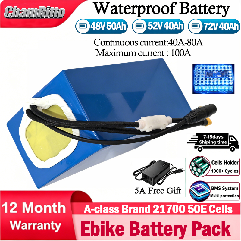 60V 30Ah 21700 Battery Pack - Batería de Litio para Bicicleta Eléctrica/Scooter